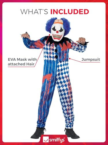 Smiffys Kinder Jungen Finsterer Clown Delux Kostüm, Overall und EVA-Maske mit Haaren, Größe: L, 44327 - 4