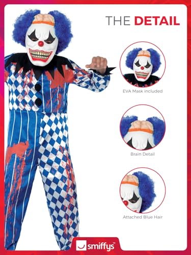 Smiffys Kinder Jungen Finsterer Clown Delux Kostüm, Overall und EVA-Maske mit Haaren, Größe: L, 44327 - 5