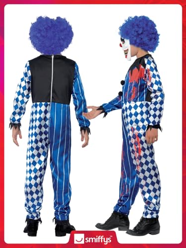 Smiffys Kinder Jungen Finsterer Clown Delux Kostüm, Overall und EVA-Maske mit Haaren, Größe: L, 44327 - 6