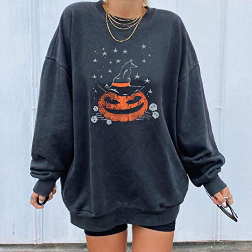 TWIFER Halloween Kostüme Party Skew Neck Pumpkin Damen Sweatshirt Jumper Pullover Sweater - 2