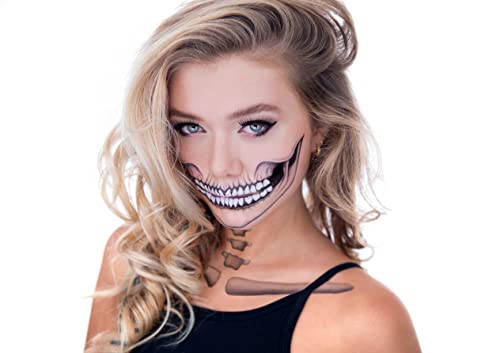 Tattoocrew® 4 x Halloween Tattoos Totenkopf Skull zum Aufkleben für das Gesicht