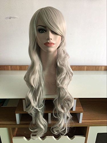 Doramior ® 32″80cm Spiral Curly Cosplay Perücke (Weiß) - 2