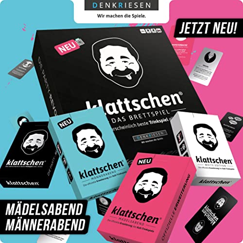 DENKRIESEN – klattschen® Doppelpack – klattschen & klattschen White Edition – Die wahrscheinlich besten Trinkspiele Aller Zeiten, Ausführung:Spielkartenkarton - 6