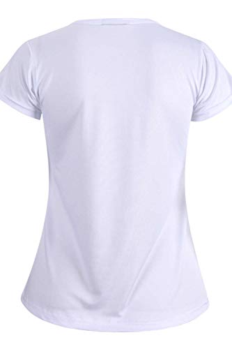 LAEMILIA Damen T-Shirt Bluse Weiß Boyfriend Stil mit Modern Druck Shirt Streetwear Tops Hemd (S, 0-0-4) - 2