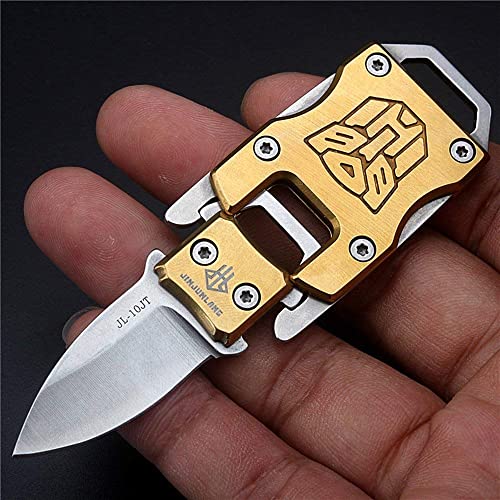 NedFoss Messer Outdoor Mini Klein EDC Taschenmesser Taschenwerkzeug Gürtelmesser (Gold)