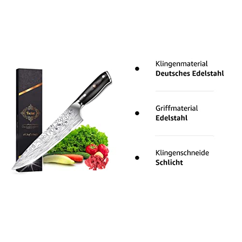 Teclat Küchenmesser -8 Zoll Echtes Deutsches Edelstahl Kochmesser Mit Ergonomischem – Robustem Griff – Ultra Sharp Messer Küche – Antihaft- und Korrosionsschutz (8 Zoll / 20,3 cm) - 6