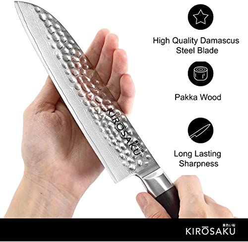 Kirosaku Premium Santoku Messer 18cm – Enorm scharfes Santoku Kochmesser aus hochwertigen japanischen Damaszener Stahl – Damastmesser Küchenmesser für EIN fantastisches Schnitt Erlebnis - 3