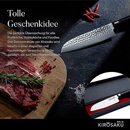 Kirosaku Premium Santoku Messer 18cm – Enorm scharfes Santoku Kochmesser aus hochwertigen japanischen Damaszener Stahl – Damastmesser Küchenmesser für EIN fantastisches Schnitt Erlebnis - 5