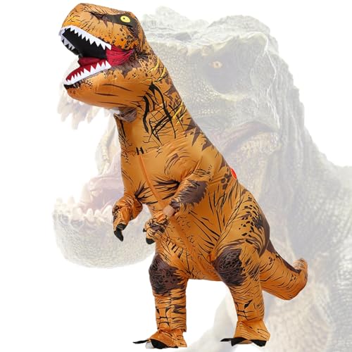 Halloween Erwachsene aufblasbare T Rex Dinosaurier-Partei-Kostüm Lustige Kleid Braun und USB-Kabel