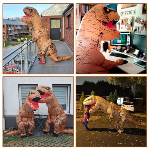 Halloween Erwachsene aufblasbare T Rex Dinosaurier-Partei-Kostüm Lustige Kleid Braun und USB-Kabel - 3