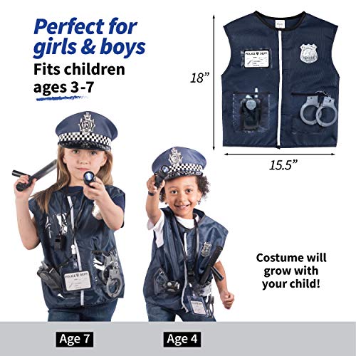 Born Toys 12-teiliges Polizeikostüm für Kinder mit Rollenspiel-Set mit Polizeimarke, Handschellen, Kinder-Taschenlampe, toll als Halloween-Kostüm, FBI, Detective, SWAT, Kostüm für Kinder - 2