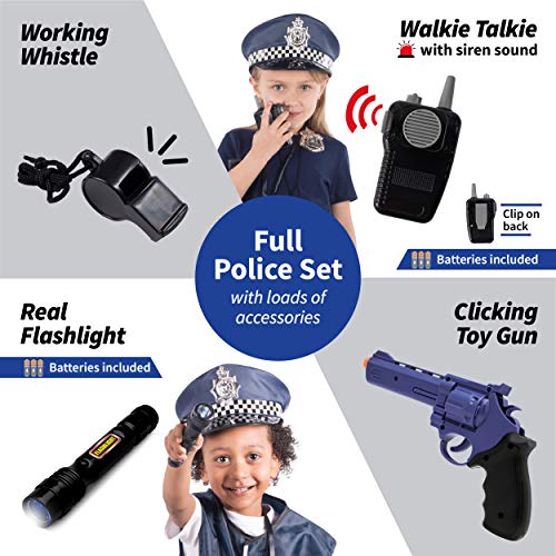 Born Toys 12-teiliges Polizeikostüm für Kinder mit Rollenspiel-Set mit Polizeimarke, Handschellen, Kinder-Taschenlampe, toll als Halloween-Kostüm, FBI, Detective, SWAT, Kostüm für Kinder - 4