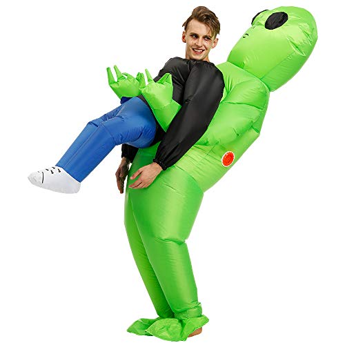 Zi Xi & Zi Qi T-Rex Alien Inflatable Dinosaur Mascot Party Costume Fancy Dress Cosplay Outfit Adult (Grün B) - 2