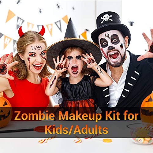 Alintor Halloween Schminke Set – Halloween Narben Tattoo, Halloween Kostüm Damen Tattoo, Wasserdicht Terror Zombie Wunden Tattoo für Kinder Erwachsener Makeup(5 Große + 15 Kleine Stück, 180 Muster) - 2