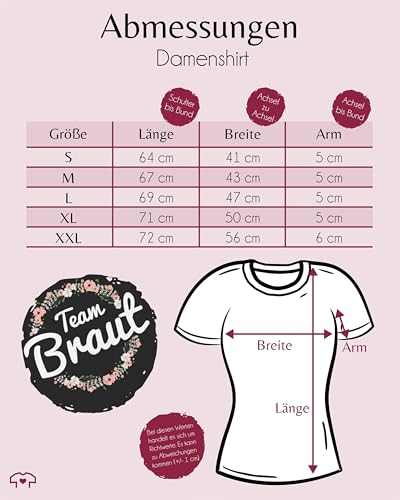 JGA Junggesellenabschied Frauen – Team Braut Blumenkranz – XXL – Schwarz – Blumenkranz grün – L191 – Tailliertes Tshirt für Damen und Frauen T-Shirt - 3