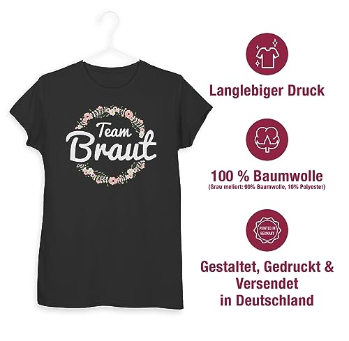 JGA Junggesellenabschied Frauen – Team Braut Blumenkranz – XXL – Schwarz – Blumenkranz grün – L191 – Tailliertes Tshirt für Damen und Frauen T-Shirt - 4