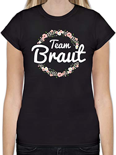 JGA Junggesellenabschied Frauen – Team Braut Blumenkranz – XXL – Schwarz – Blumenkranz grün – L191 – Tailliertes Tshirt für Damen und Frauen T-Shirt - 5