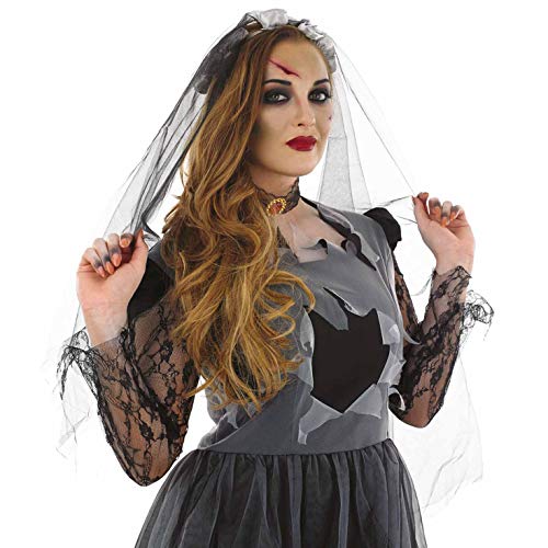 Fun Shack Schwarzes Zombie Braut Kostüm für Damen, Halloween und Karneval – XXXL - 2