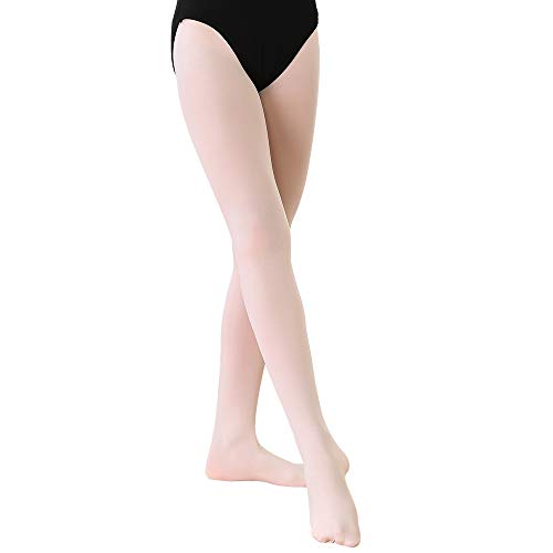 Soudittur Ballett Strumpfhose für Mädchen und Damen mit Fuß Ultra-Stretch, 1 Paar Ballett Rosa, Gr.- M (125-140 cm)