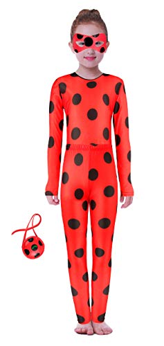 Seawhisper Ladybug Kostüm Mädchen Kinder Marienkäfer Kostüm mit Augenmaske Tasche Karneval Halloween Kostüm Faschings-kostüme 110 116 - 2