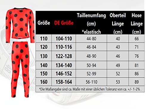 Seawhisper Ladybug Kostüm Mädchen Kinder Marienkäfer Kostüm mit Augenmaske Tasche Karneval Halloween Kostüm Faschings-kostüme 110 116 - 2