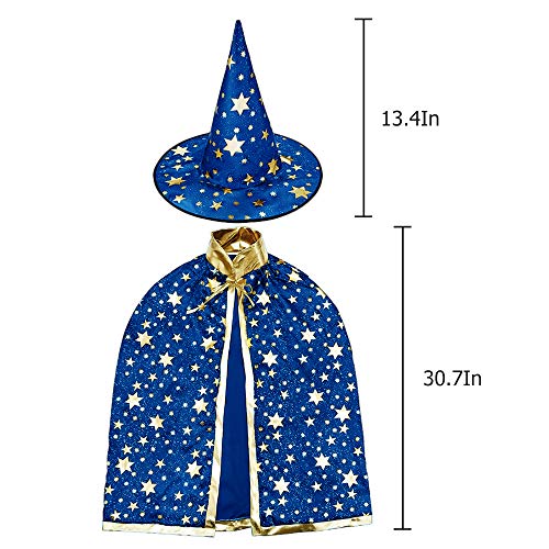 HomeMall Kinder Halloween Kostüm, Hexe Zauberer Umhang mit Hut für Kinder (Magie Blau) - 6