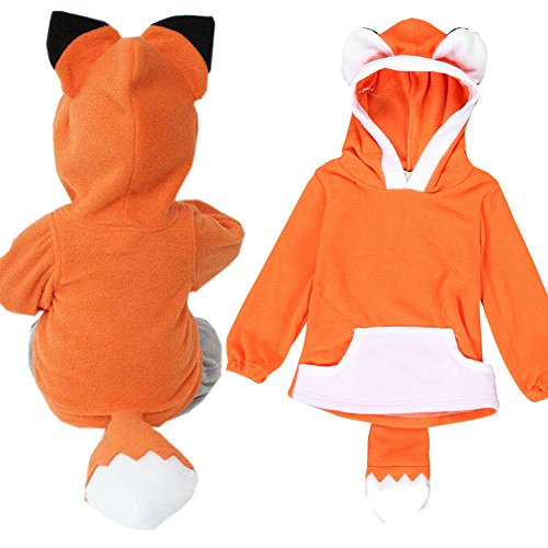 OVERDOSE Kind-Jungen-Mädchen-Karikatur-Entwurf Fox Hoodie-Jacken-Outwear-Mäntel 0.5-3 Jahre alt (2-3Jahre alt, A-Orange) - 2