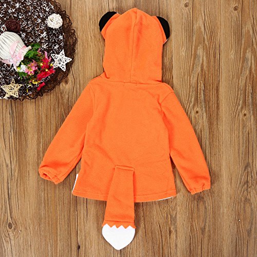 OVERDOSE Kind-Jungen-Mädchen-Karikatur-Entwurf Fox Hoodie-Jacken-Outwear-Mäntel 0.5-3 Jahre alt (2-3Jahre alt, A-Orange) - 3