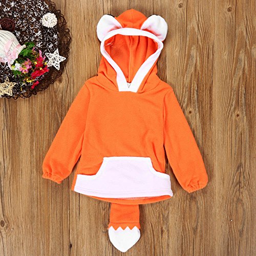 OVERDOSE Kind-Jungen-Mädchen-Karikatur-Entwurf Fox Hoodie-Jacken-Outwear-Mäntel 0.5-3 Jahre alt (2-3Jahre alt, A-Orange) - 4