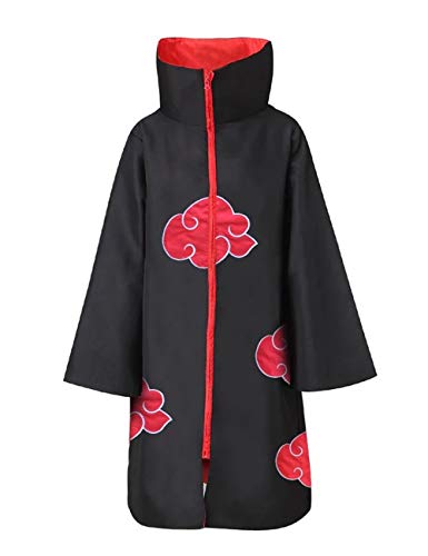 Anime Naruto Akatsuki/Uchiha Itachi Cosplay Halloween Weihnachten Party Kostüm Naruto Akatsuki Umhang Mantel Akatsukikostüm Jacke mit Stirnband und Ring für Herren Männer Kinder Erwachsene (03,M) - 6