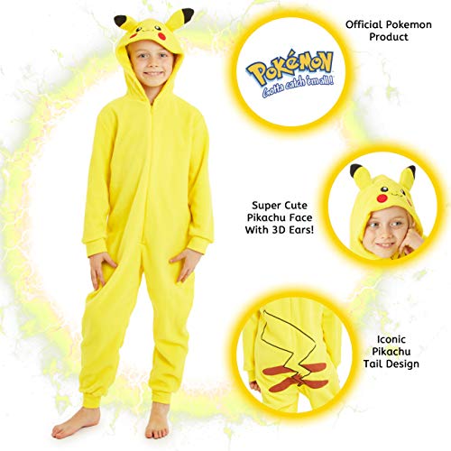 Pokémon Pikachu Schlafanzug, Kinder Jumpsuits Kostüm Tier Pyjama Onesie, Kuscheliger Kigurumi, Kostüm Kinder Jungen, Faschingskostüme, Perfektes Lustige Geek Cosplay Geschenk (9-10 Jahre) - 2