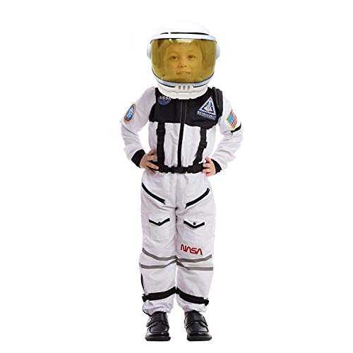 Astronaut NASA Pilot Kostüm mit beweglichem Visierhelm für Kinder, Jungen, Mädchen, Space Kostüm Outfit Rollenspiel für Halloween Party Cosplay Schulklassenzimmer Bühnenperformance (Small, Silver) - 2