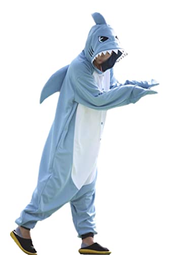 wotogold Herren Tier Shark Pyjamas Cosplay Kostüme X-Large Hellblau