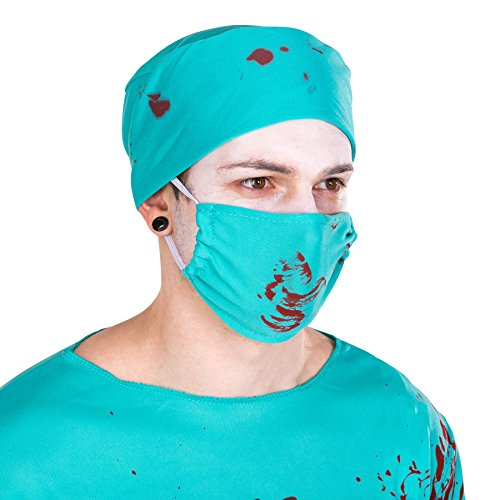 TecTake dressforfun 4-TLG. Herrenkostüm Zombie Arzt Doktor Kostüm inkl. Oberteil, Hose, Mundschutz & OP Mütze (XL | Nr. 300185) - 3