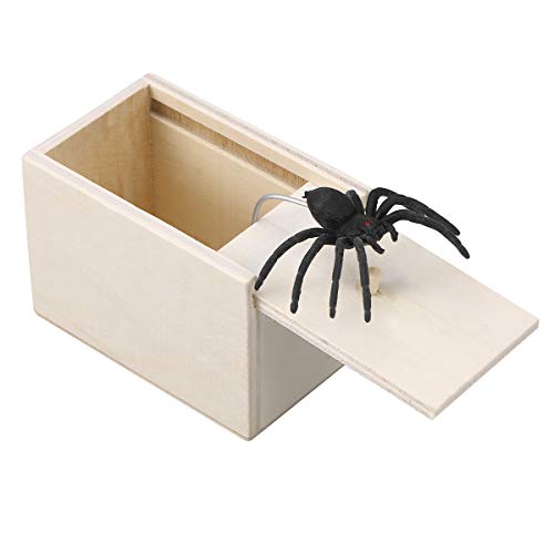 STOBOK Spinne Überraschung Streich Holz Angst Box Witz Spielzeug Narren Day Box für Erwachsene Kinder (White Board, Spinne)