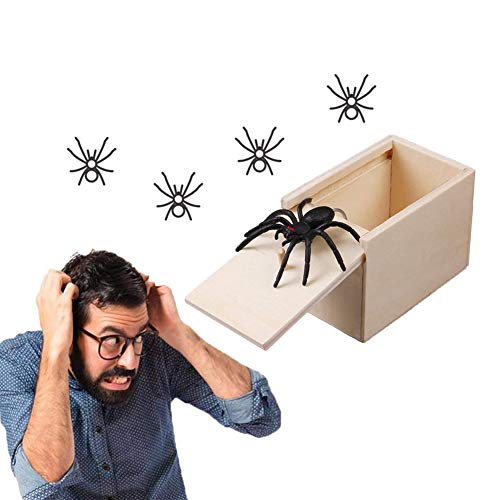 2 Stücke Holz Streich Spinne Scare Box Überraschung Box lustige Scare kleine Holzkiste Spinne beängstigend Mädchen für Kinder Erwachsene Partei begünstigt Geschenke