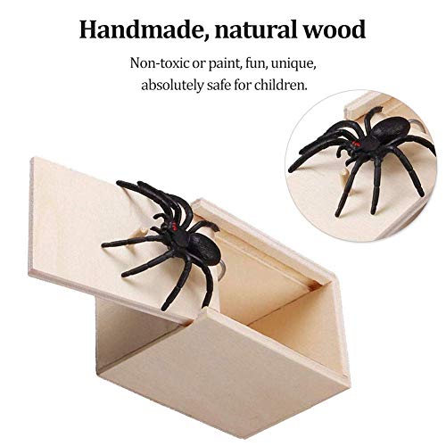 2 Stücke Holz Streich Spinne Scare Box Überraschung Box lustige Scare kleine Holzkiste Spinne beängstigend Mädchen für Kinder Erwachsene Partei begünstigt Geschenke - 5