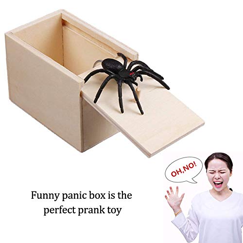 2 Stücke Holz Streich Spinne Scare Box Überraschung Box lustige Scare kleine Holzkiste Spinne beängstigend Mädchen für Kinder Erwachsene Partei begünstigt Geschenke - 6