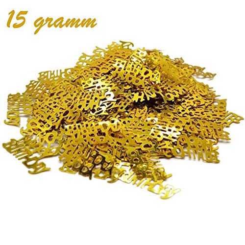 DIWULI, Happy Birthday Konfetti Gold, Geburtstags Tisch-Konfetti, Tisch-Deko, Glitter, goldene Geburtstags-Deko Streudeko für Geburtstagsfeier, Motto-Party, Dekoration, Geschenk-Deko, DIY, basteln - 2