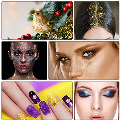 Glitter Make Up, Glitzer Gesicht Körper Chunky Glitter Festival Make Up Glitzer & Nail Pulver Pailletten & Sechsecke Mischfarben für Party(10PCS) - 4