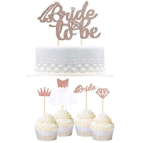 Braut Kuchen Topper,25 Stück Glitter Bride Cupcake Topper Brautkleid Cupcake Topper für Hochzeit Bachelorette Party Dekorationen Kuchen