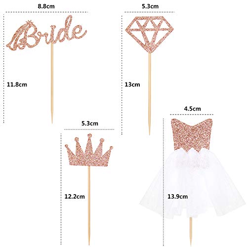 Braut Kuchen Topper,25 Stück Glitter Bride Cupcake Topper Brautkleid Cupcake Topper für Hochzeit Bachelorette Party Dekorationen Kuchen - 2