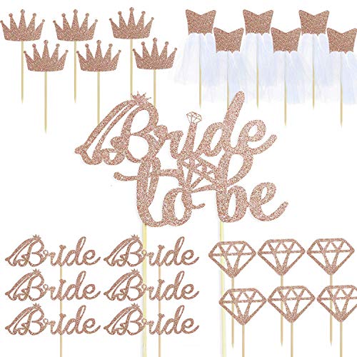 Braut Kuchen Topper,25 Stück Glitter Bride Cupcake Topper Brautkleid Cupcake Topper für Hochzeit Bachelorette Party Dekorationen Kuchen - 4