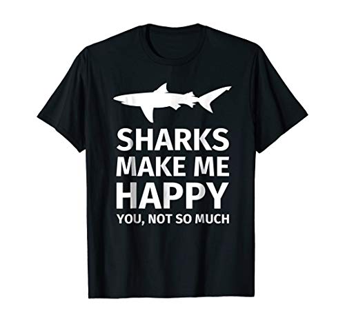 Shark Gifts for Lovers - Funny Sharks Happy T-Shirt| T-Shirt Men Women Comfortable Fit Wearable Anywhere, White and Black In Sizes S-5xl