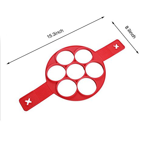 Gabbrein Eier-Ring, Antihaft-Silikonform für runde Eier, Muffins, Pfannkuchen, Herzform, Silikon, rot, 2er-Pack - 4