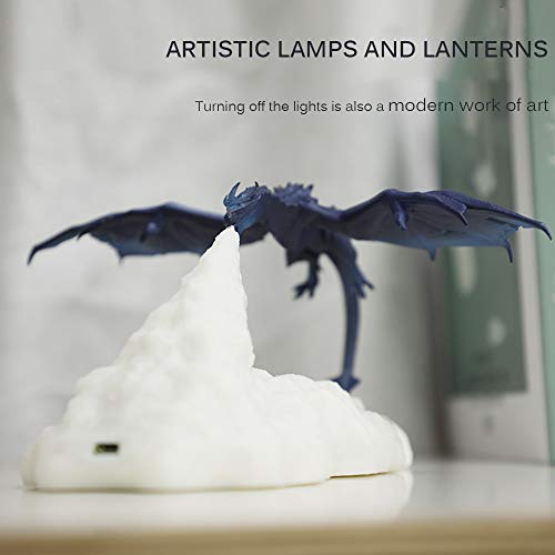 Kasachoy 3D-gedruckte LED-Lampen, Feuer-Drachen-Nachtlicht, Stimmungslicht, für Schlafzimmer, Kinderzimmer - 3