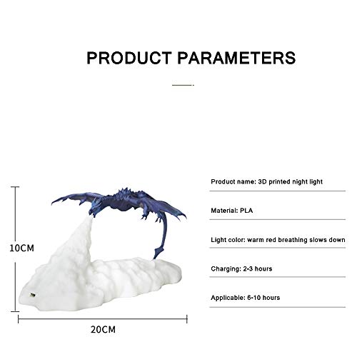 Kasachoy 3D-gedruckte LED-Lampen, Feuer-Drachen-Nachtlicht, Stimmungslicht, für Schlafzimmer, Kinderzimmer - 4