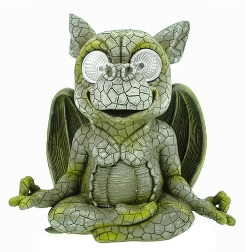 Udo Schmidt GmbH & Co. KG Yoga Gartendrache mit LED Solaraugen 17 cm Drache Figur Gartenfigur Glück Gargoyle Skulptur Solar