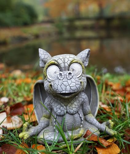 Udo Schmidt GmbH & Co. KG Yoga Gartendrache mit LED Solaraugen 17 cm Drache Figur Gartenfigur Glück Gargoyle Skulptur Solar - 5