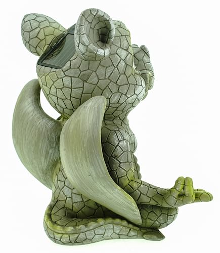 Udo Schmidt GmbH & Co. KG Yoga Gartendrache mit LED Solaraugen 17 cm Drache Figur Gartenfigur Glück Gargoyle Skulptur Solar - 6